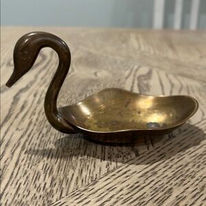 Vintage Brass Swan Dish